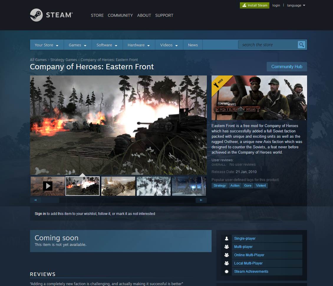 company of heroes 2 activate mods steam